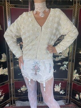 1950s sequined wool cardigan